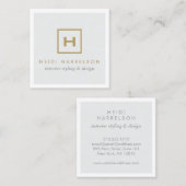 Gouden Doos Logo Monogram op Lichtgrijs Vierkante Visitekaartje (Voorkant / Achterkant)