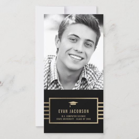 Gouden dop BEWERKBARE KLEUR Afstudeerfoto kaart (Voorkant)