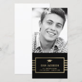 Gouden dop BEWERKBARE KLEUR Afstudeerfoto kaart (Voorkant / Achterkant)