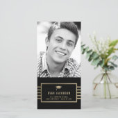 Gouden dop BEWERKBARE KLEUR Afstudeerfoto kaart (Staand voorkant)