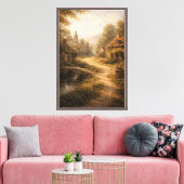 Gouden Dorpspad Canvas Afdruk (Insitu (Woonkamer))