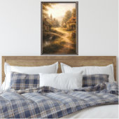 Gouden Dorpspad Canvas Afdruk (Insitu (Slaapkamer))