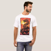 Gouden draak bij zonsopgang - Vaporwave Elegance T-shirt (Voorkant volledig)