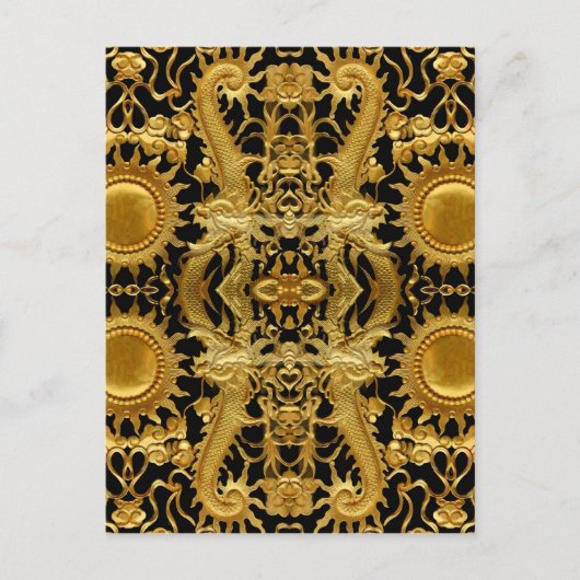 gouden draak briefkaart (Voorkant)