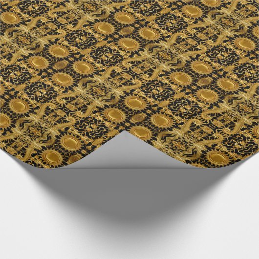 gouden draak cadeaupapier (Hoek)