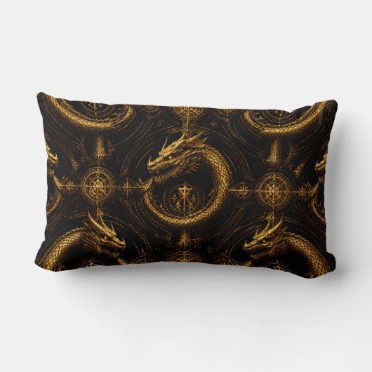 Gouden Draak Donkere Fantasy Kussen (Achterkant)