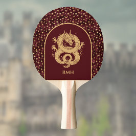 Gouden Draak en Middeleeuwse Sterren en Maan op Wi Tafeltennisbatje