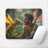 Gouden Draak Gameontwerp Muismat (Met muis)