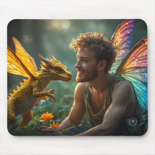 Gouden Draak Gameontwerp Muismat (Voorkant)