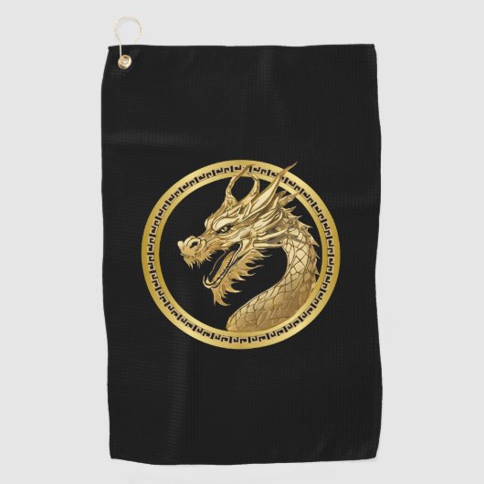 Gouden draak golfhanddoek (Voorkant)