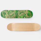 Gouden Draak Groene Satijn Luxe Skateboard (Horizontaal)