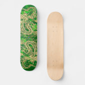 Gouden Draak Groene Satijn Luxe Skateboard (Voorkant)