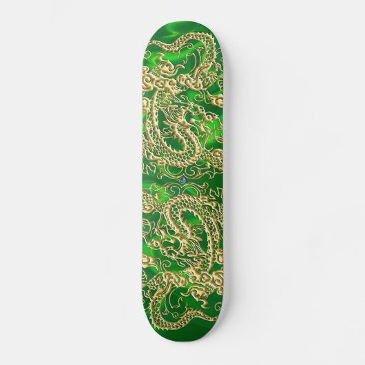 Gouden Draak Groene Satijn Luxe Skateboard (Voorkant)