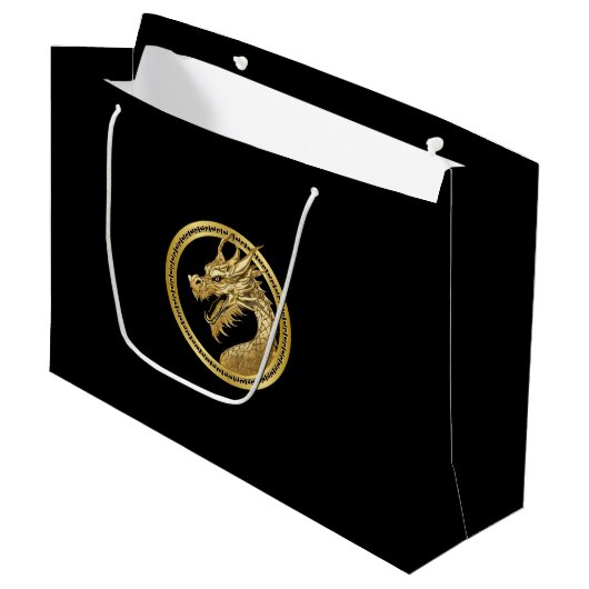 Gouden Draak Groot Cadeauzakje (Voorkant Gekanteld)