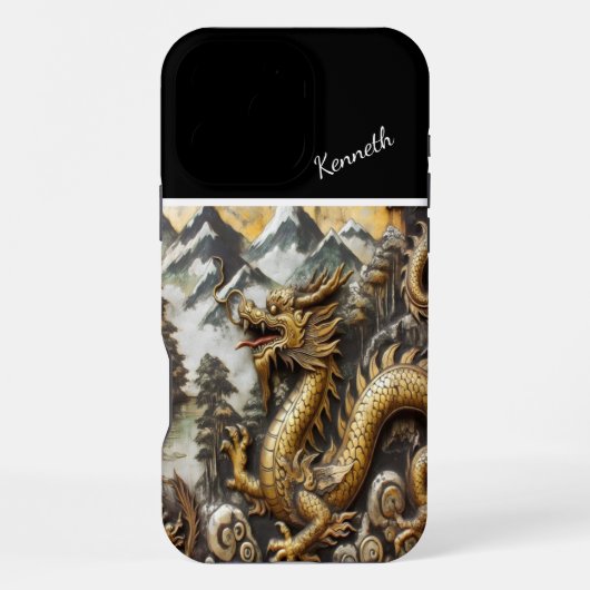 Gouden Draak in Opkomst iPhone Hoesje (Achterkant)
