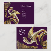 GOUDEN DRAAK IN PAARSE Monogram Visitekaartje (Voorkant / Achterkant)