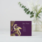 GOUDEN DRAAK IN PAARSE Monogram Visitekaartje (Staand voorkant)