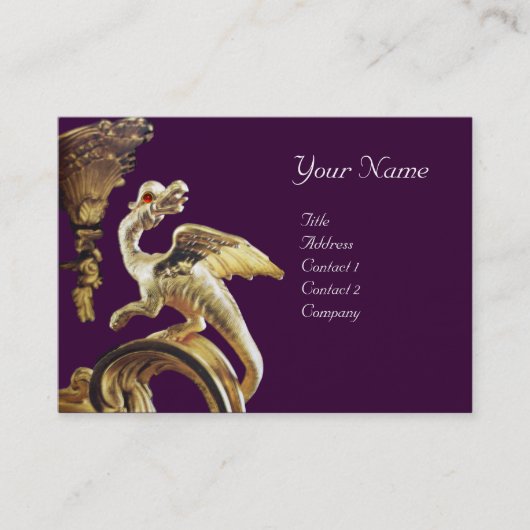 GOUDEN DRAAK IN PAARSE Monogram Visitekaartje (Voorkant)