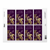 Gouden draak in paarsrode robijn Monogram Etiket (Full Sheet)