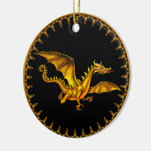 gouden draak in zwart keramisch ornament (Links)