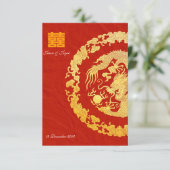 Gouden draak klassieke dubbele geluksbruiloft RSVP (Staand voorkant)