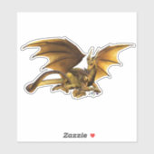 Gouden Draak met Goudstaven Edelstenen Schat Sticker (Vel)