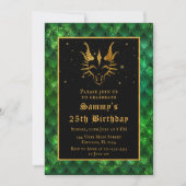 Gouden Draak met Groene Schalen Verjaardagsfeest Kaart (Voorkant)