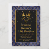 Gouden Draak met Navy Blue Scales Verjaardagsfeest Kaart (Voorkant)