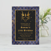 Gouden Draak met Navy Blue Scales Verjaardagsfeest Kaart (Staand voorkant)