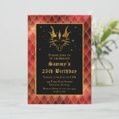 Gouden Draak met Rode Schalen Verjaardagsfeest Kaart (Staand voorkant)