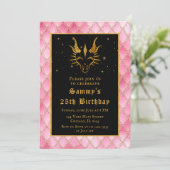Gouden Draak met Roze Schalen Verjaardagsfeest Kaart (Staand voorkant)