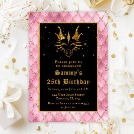 Gouden Draak met Roze Schalen Verjaardagsfeest Kaart