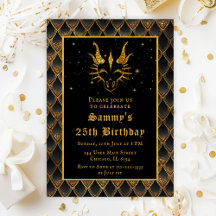 Gouden Draak met Zwarte Schalen Verjaardagsfeest