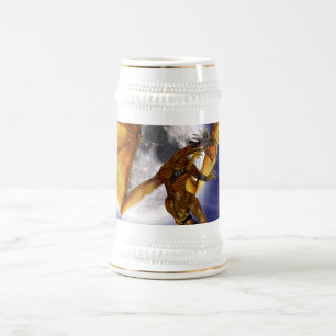 Gouden Draak Mythisch Fantasie Wezen Paarse Lucht Bierpul