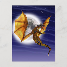 Gouden Draak Mythisch Fantasie Wezen Paarse Lucht Briefkaart