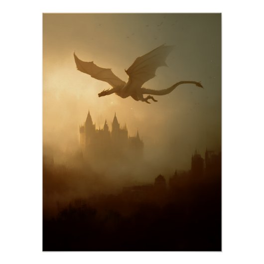 Gouden Draak Nevelkasteel Perfect Poster (Voorkant)