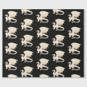 Gouden draak op zwart cadeaupapier (Vlak)