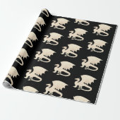 Gouden draak op zwart cadeaupapier (Uitgerold)