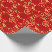 Gouden draak patroon - Chinees Maanjaar 2024 Cadeaupapier (Hoek)