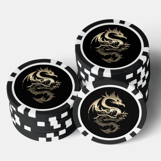 Gouden Draak Pokerchip (Opstapeling)