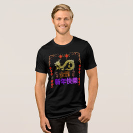 Gouden Draak Rijzend Tri-Blend Shirt