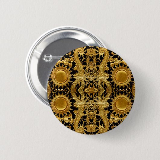 gouden draak ronde button 5,7 cm (Voorkant /achterkant)