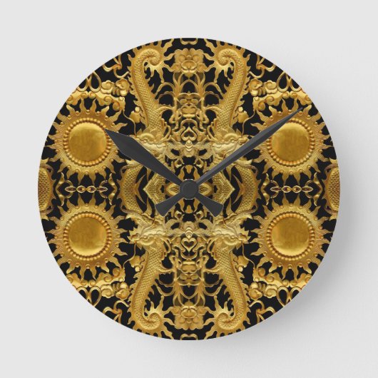 gouden draak ronde klok (Voorkant)