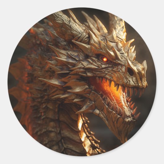 Gouden Draak Ronde Sticker (Voorkant)