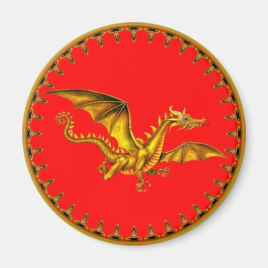 gouden draak rood magneet (Voorkant)