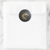 Gouden draak silhouet op zwart leer ronde sticker (Tas)