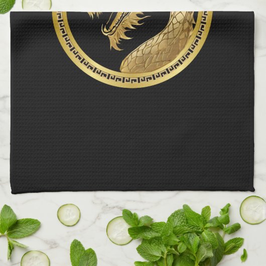 Gouden draak theedoek (Gevouwen)