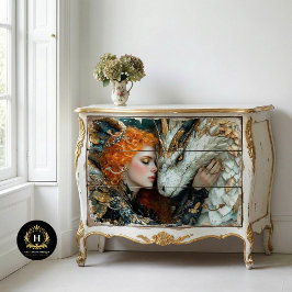 Gouden Draak Vrouw Fantasie Decoupage Tissuepapier