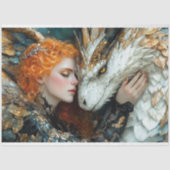 Gouden Draak Vrouw Fantasie Decoupage Tissuepapier (Voorkant)