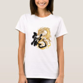 Gouden Dragon 龍 Gift Chinese Japanse Kalligrafie T-shirt (Voorkant)